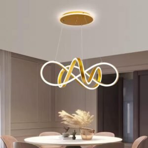 Contemporary Gold Interlocking Wave LED Island Light