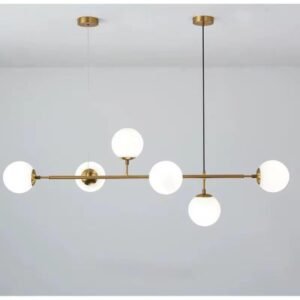 Modern Linear Brass 6-Globe Island Light