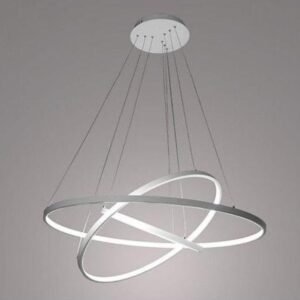 Contemporary 2-Tier Interlocking White Ring LED Pendant Light for Living Room & Dining